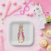 ピーターザラビットピンクジャケットグレーリネン ペーパープレート (パーティー)