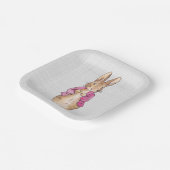 ピーターザラビットピンクジャケットグレーリネン ペーパープレート (傾斜あり)