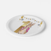 ピーターザラビットピンクジャケットファースト誕生日 ペーパープレート (アングル)