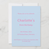 ピーターザラビットピンクジャケットファースト誕生日 招待状 (裏面)