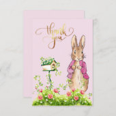 ピーターザラビットピンクジャケットフローラフレーム サンキューカード (正面/裏面)
