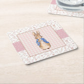 ピーターザラビットピンクジャケット スクエアペーパーコースター (アングル)