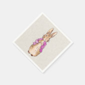 ピーターザラビットピンクジャケットbeige linenテクスチャ スタンダードカクテルナプキン (角)
