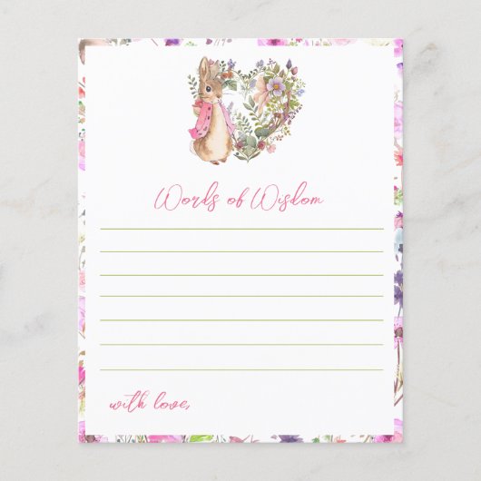 ピーターザラビットピンクフローラガールベビーシャワーゲーム (正面)