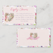 ピーターザラビットピンクフローラガールベビーシャワー エンクロージャーカード (正面/裏面)