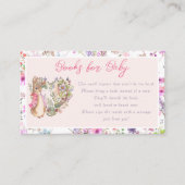 ピーターザラビットピンクフローラガールベビーシャワー エンクロージャーカード (正面)