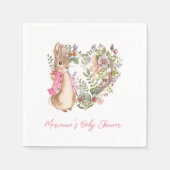 ピーターザラビットピンクフローラガールベビーシャワー スタンダードカクテルナプキン (正面)
