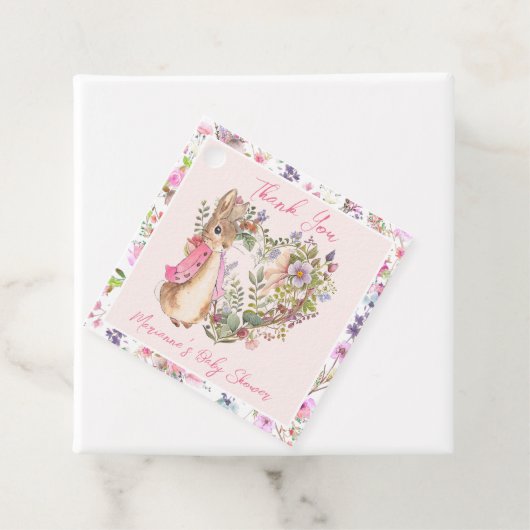 ピーターザラビットピンクフローラガールベビーシャワー フェイバータグ (インサイチュ)