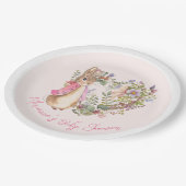 ピーターザラビットピンクフローラガールベビーシャワー ペーパープレート (アングル)