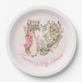 ピーターザラビットピンクフローラガールベビーシャワー ペーパープレート (正面)