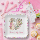 ピーターザラビットピンクフローラガールベビーシャワー ペーパープレート (パーティー)