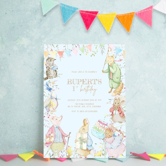ピーターザラビットファーストブルー誕生日 招待状