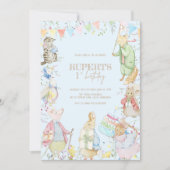 ピーターザラビットファーストブルー誕生日 招待状 (正面)