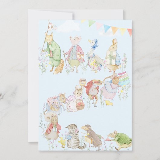 ピーターザラビットファーストブルー誕生日 招待状 (裏面)