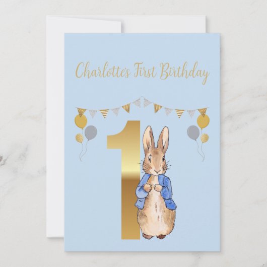 ピーターザラビットファースト誕生日 招待状 (正面)