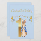 ピーターザラビットファースト誕生日 招待状 (正面/裏面)