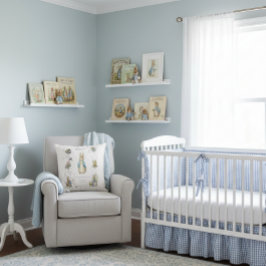 ピーターザラビットブルーギンガム誕生統計 クッション