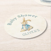 ピーターザラビットブルーベビーシャワー ラウンドペーパーコースター (アングル)