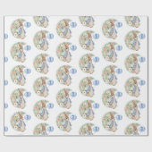 ピーターザラビットブルー誕生日バルーン ラッピングペーパー (フラット)