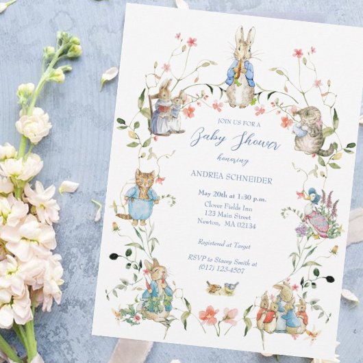 ピーターザラビットワイルドフラワーベイビーシャワー ポストカード