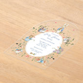 ピーターザラビットワイルドフラワーベビーシャワーアクリル アクリル招待状 (レイダウン)