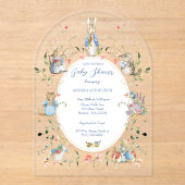 ピーターザラビットワイルドフラワーベビーシャワーアクリル アクリル招待状 (正面)