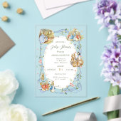 ピーターザラビットワイルドフラワーリボン赤ちゃんシャワー アクリル招待状 (インサイチュ (ウェディング))