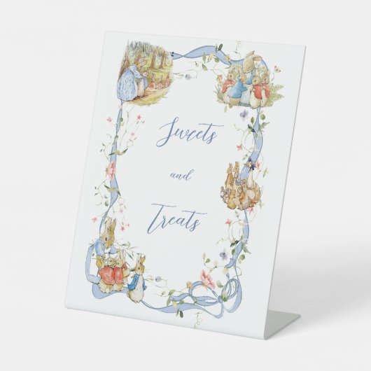 ピーターザラビットワイルドフラワーリボン赤ちゃんシャワー 台座サイン (正面)