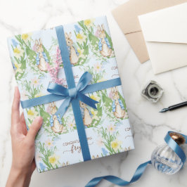 ピーターザラビット春開花イースターベイビーシャワー ラッピングペーパー