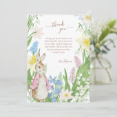 ピーターザラビット春開花ピンクベビーシャワー サンキューカード (スタンド正面)
