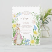 ピーターザラビット春開花ピンクベビーシャワー シーズンカード (スタンド正面)
