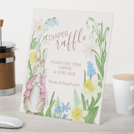 ピーターザラビット春開花ピンクベビーシャワー 台座サイン