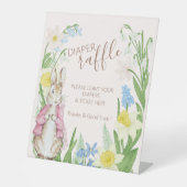 ピーターザラビット春開花ピンクベビーシャワー 台座サイン (正面)