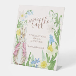 ピーターザラビット春開花ピンクベビーシャワー 台座サイン