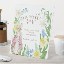 ピーターザラビット春開花ピンクベビーシャワー 台座サイン