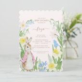 ピーターザラビット春開花ピンクベビーシャワー 招待状 (スタンド正面)