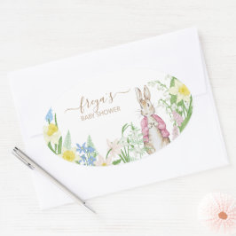 ピーターザラビット春開花ピンクベビーシャワー 楕円形シール