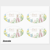 ピーターザラビット春開花ピンクベビーシャワー 楕円形シール (シート)