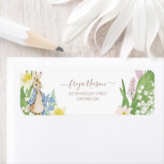 ピーターザラビット春開花ブルーベビーシャワー ラベル (インサイチュ)