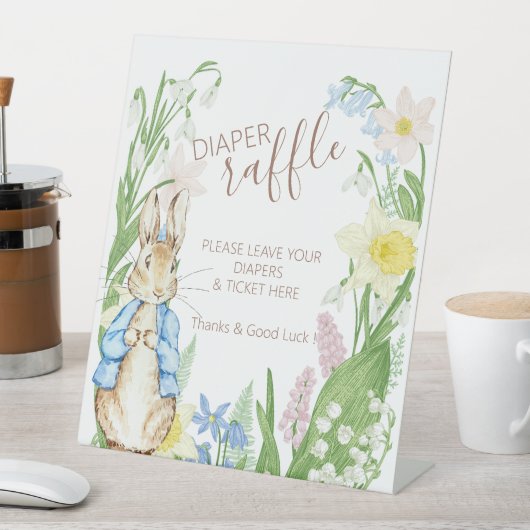 ピーターザラビット春開花ブルーベビーシャワー 台座サイン (インサイチュ)