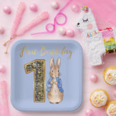 ピーターザラビット金ゴールド1st誕生日 ペーパープレート (パーティー)