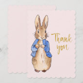 ピーターザラビット ピンクの背景 サンキューカード (正面/裏面)