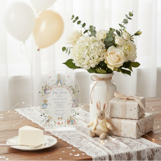 ピーターザラビット ワイルドフラワーベイビーシャワー アクリル アクリル招待状