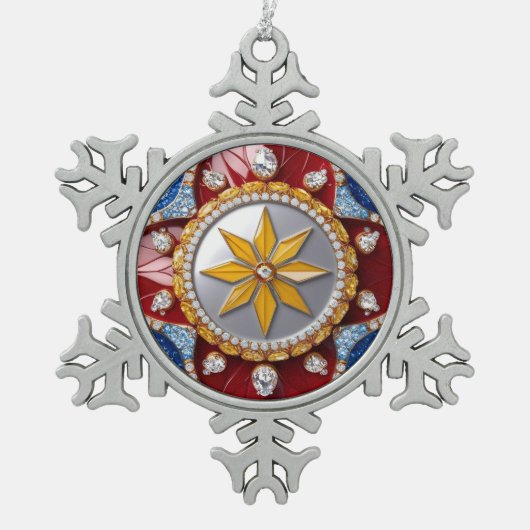 ピータースノーフレークオーナメントとコロンビアの色 スノーフレークピューターオーナメント (正面)