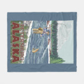 ピーターズバーグ、アラスカ-はえの漁師 フリースブランケット (正面(横))