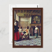 ピーターデ王に二人の男と酒を飲んでいる女性( ポストカード (正面/裏面)