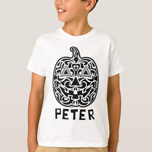 ピーターハロウィーンシュガースカルデザイン Tシャツ (正面)