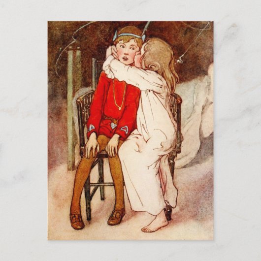 ピーターパンに接吻しているウェンディー ポストカード (正面)