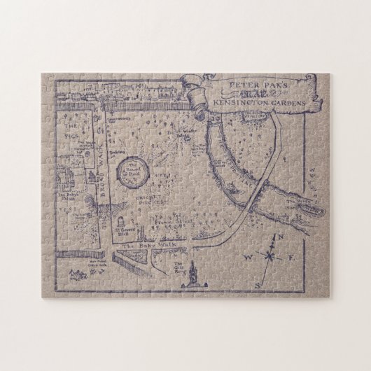 ピーターパンのケンジントンの庭の地図 ジグソーパズル (横)