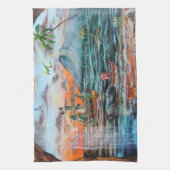 ピーターパンのホックの入江の鋳掛け屋の鐘の絵画 キッチンタオル (縦)